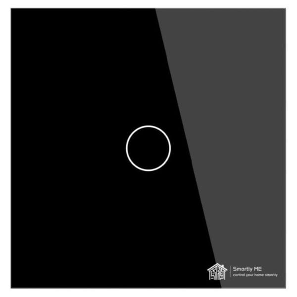 Smartly ME WiFi Smart Wall Light Switch Black 1 Gang No Neutral Required