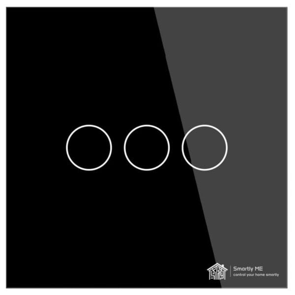 Smartly ME WiFi Smart Wall Light Switch Black 3 Gang No Neutral Required