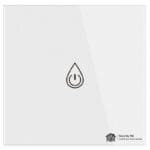 Front view of the Smartly ME 40A Smart Water Heater Switch in white with touch panel and WiFi indicator light